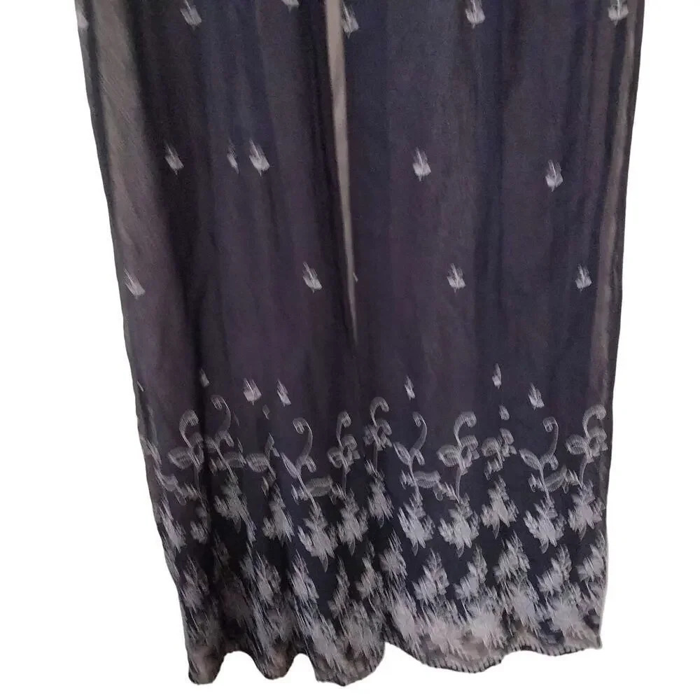 Phool Size XLarge Black Sheer Gray embroidery Maxi Kimono Cover Up Dress - Picture 3 of 10